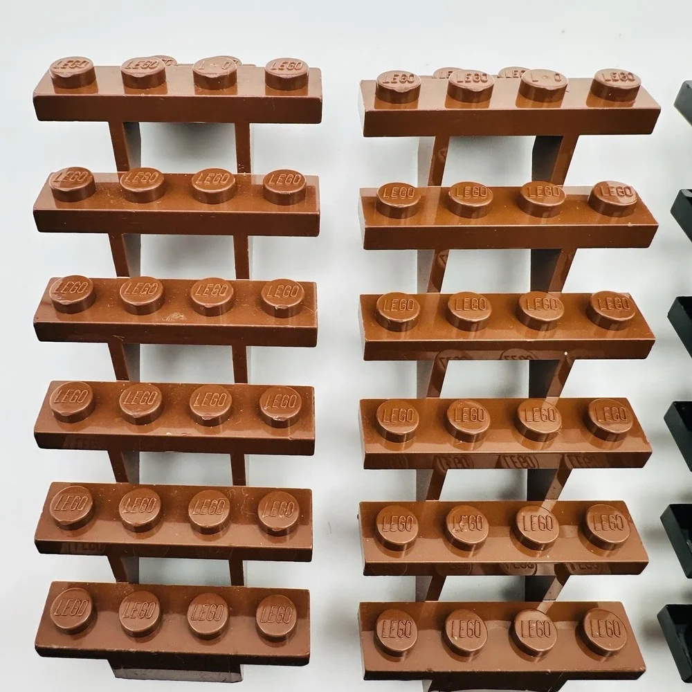 Lego Lot of 2 Brown & 2 Black Steps Stairs 30134 7x4x6 Straight Open Pre-owned‎